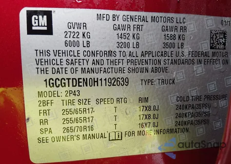 2017 Chevrolet Colorado Z71 z USA, uszkodzony, nr VIN 1GCGTDEN0H1192639